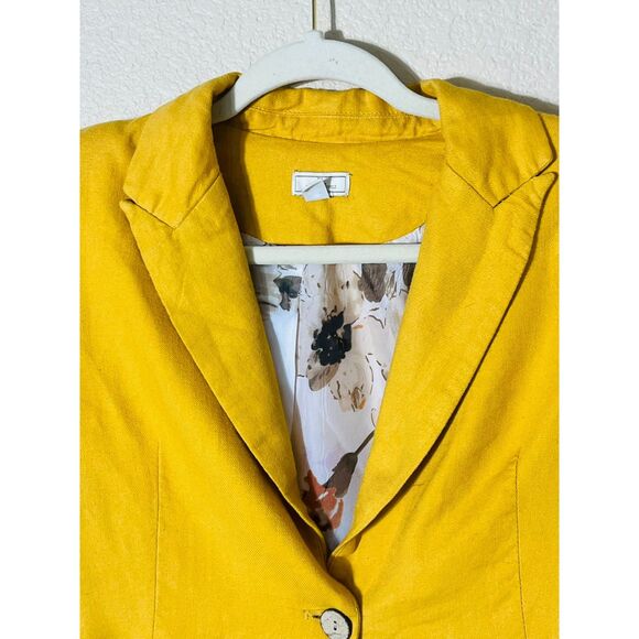 Jules & Leopold Mustard Yellow Blazer Fall Tailored Casual Small Petite Gathered - Picture 4 of 11